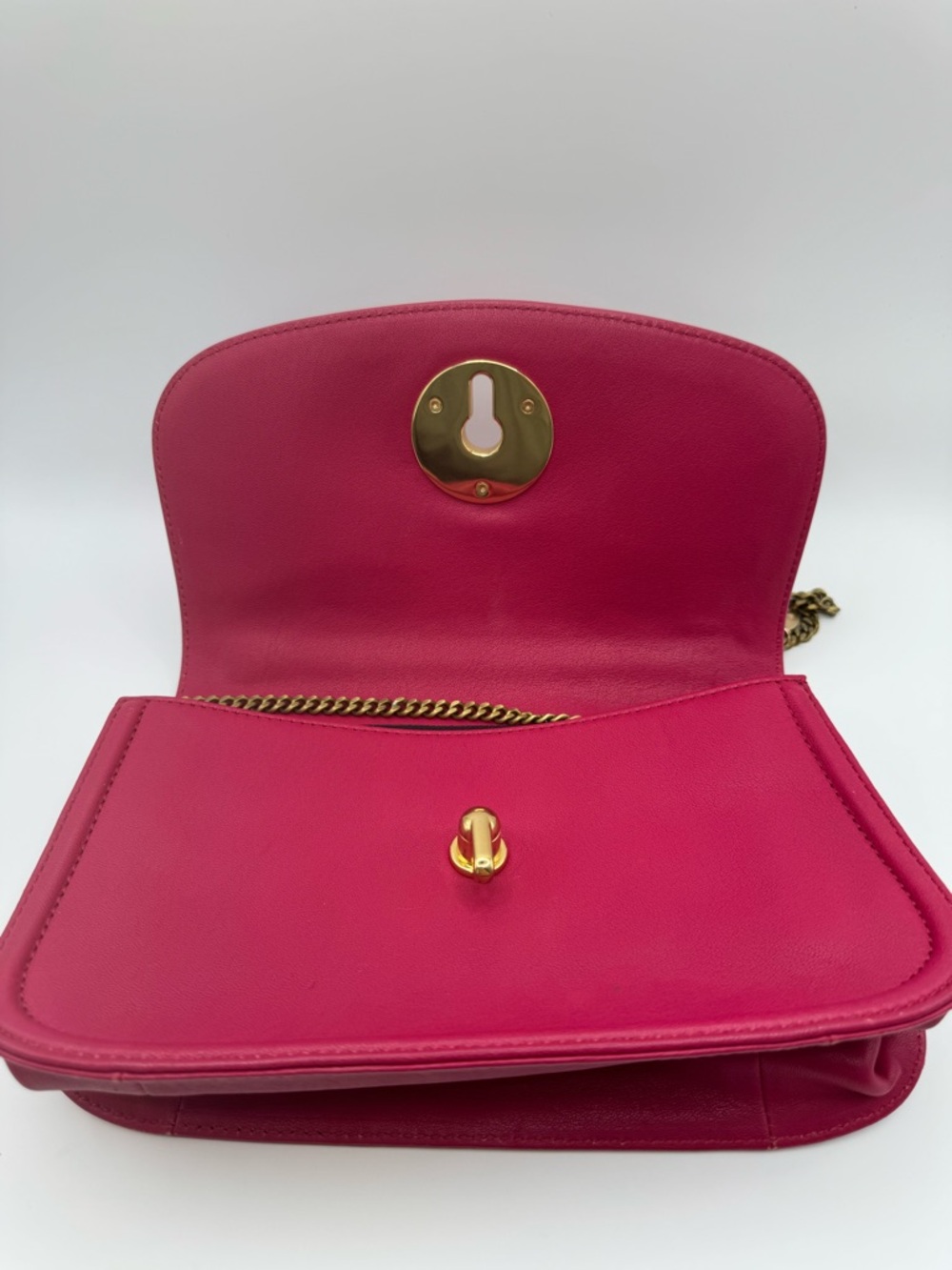See By Chloe Lois Leather Crossbody Bag Raspberry Pink Gold Chain Turnlock - Picture 7 of 8